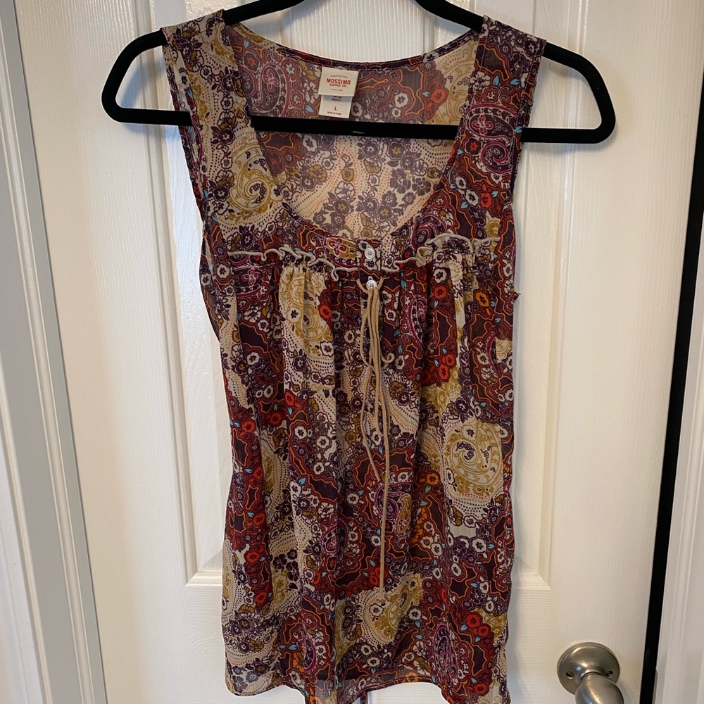 Mossimo paisley tank top, sheer, size L